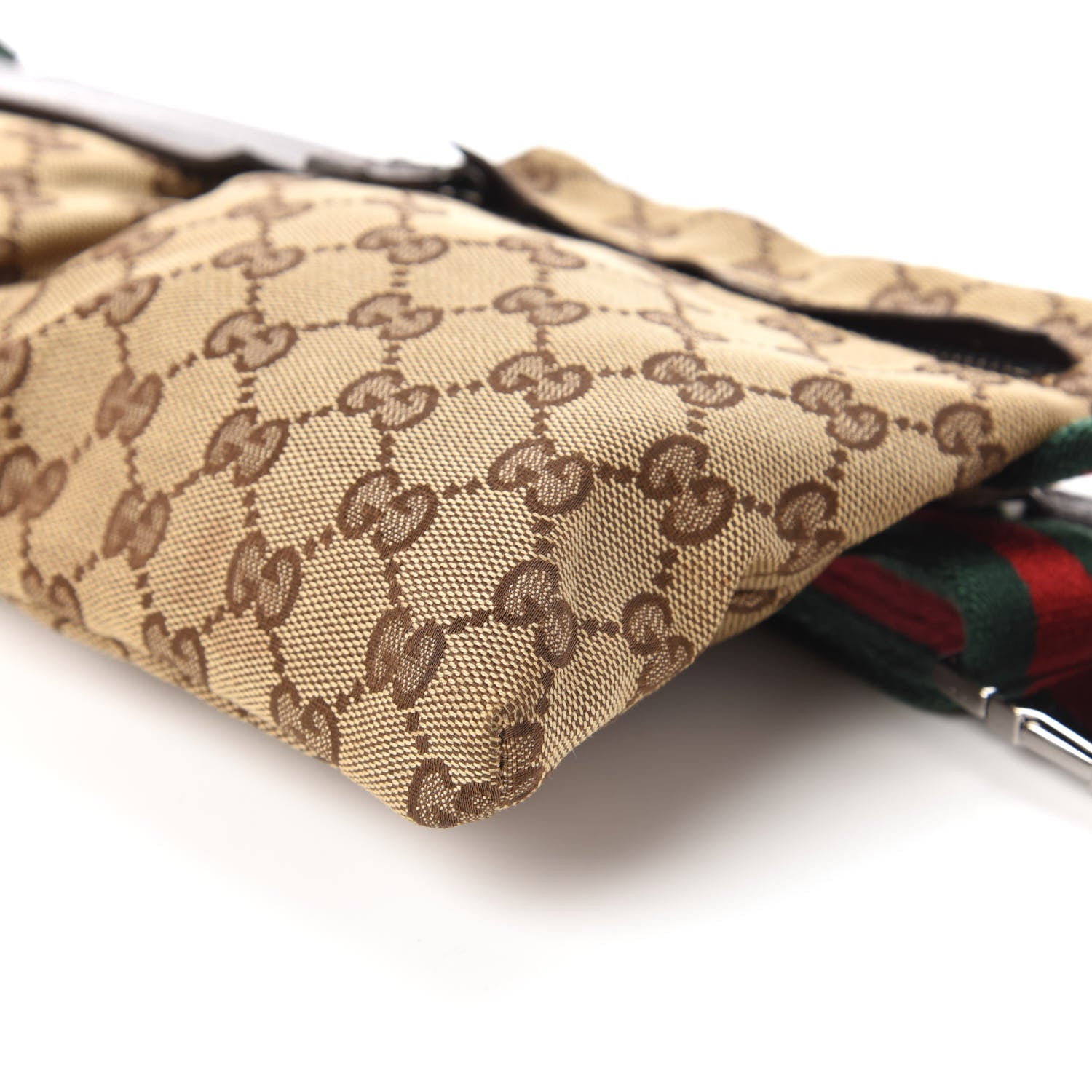 Gucci GG Monogram Web Double Pocket Belt Bag Dark Brown 7 of 11