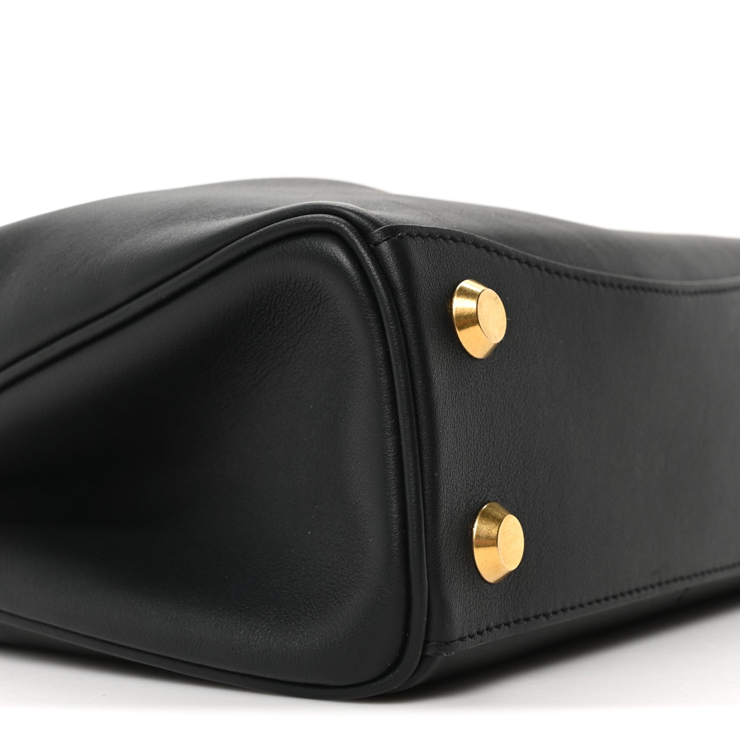 Natural Smooth Calfskin Mini Rodeo Top Handle Handbag Black