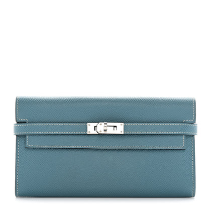 Hermes Epsom Kelly Longue Wallet Blue Jean 1 of 8