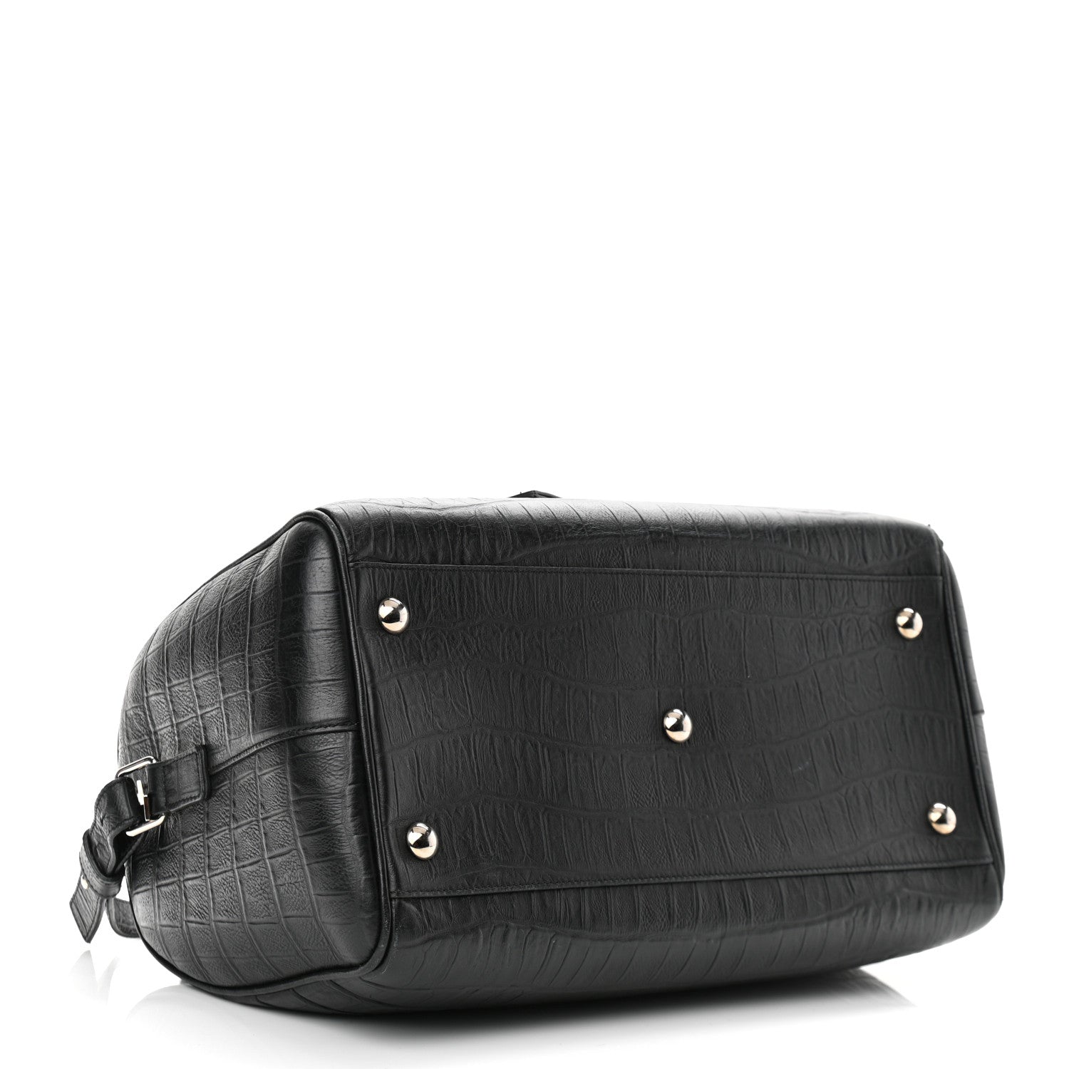 Saint Laurent Calfskin Crocodile Embossed Classic Duffle Bag Black 6 of 11