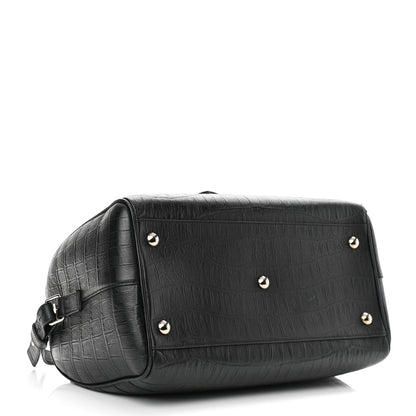 Saint Laurent Calfskin Crocodile Embossed Classic Duffle Bag Black 6 of 11