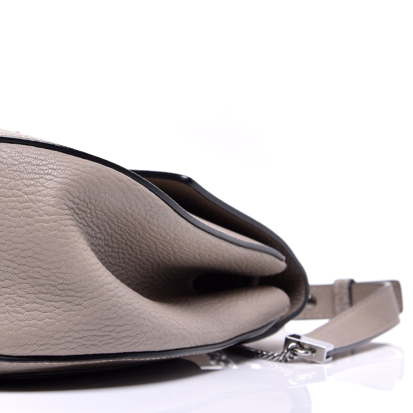 Grained Lambskin Large Drew Shoulder Bag Motty Grey