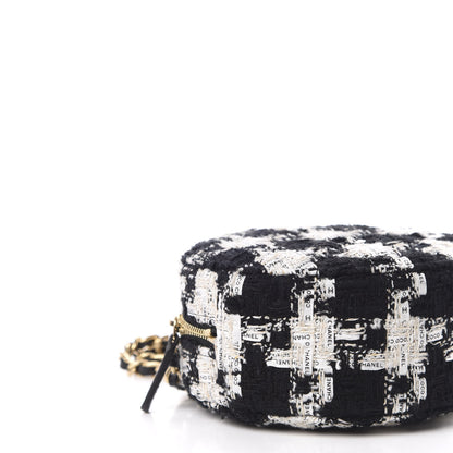 Chanel Tweed Round Clutch With Chain Black White 6 of 10