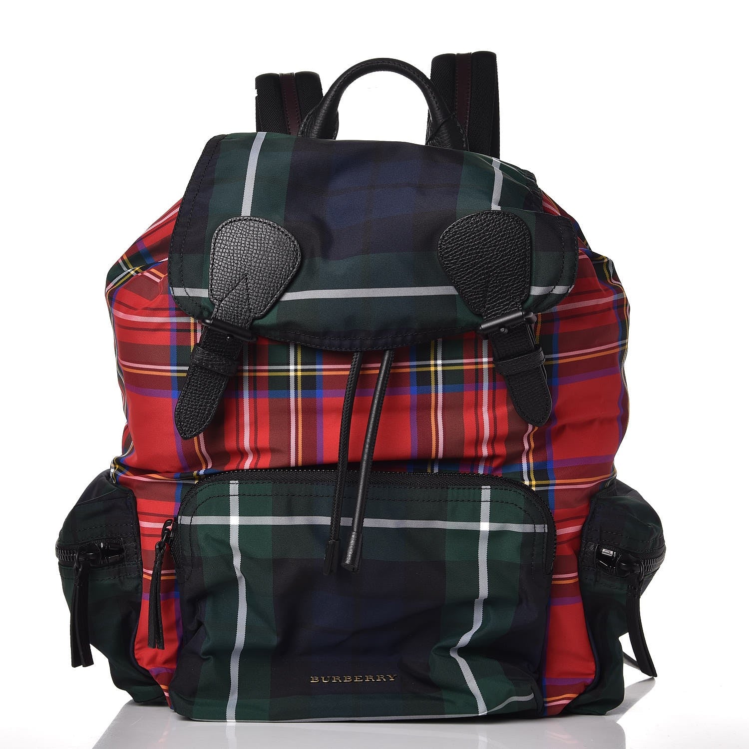 Burberry Laminated Tartan Patchwork Large Rucksack Backpack Military Red 1 of 6
