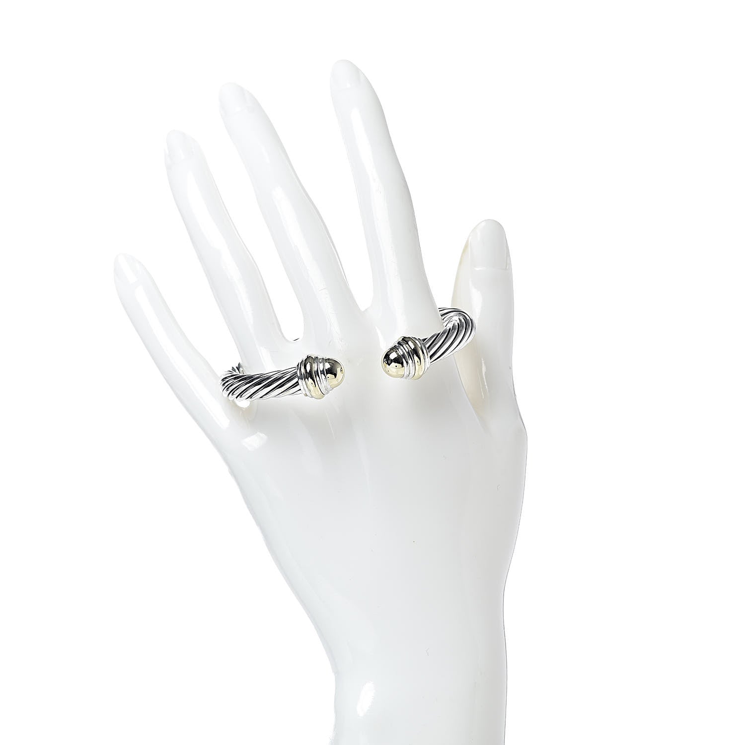 David Yurman Sterling Silver 14K Yellow Gold 7mm Cable Classics Bracelet 2 of 4