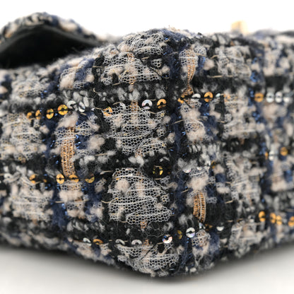 Chanel Glittered Tweed Quilted Mini Rectangular Flap Navy Blue 9 of 11
