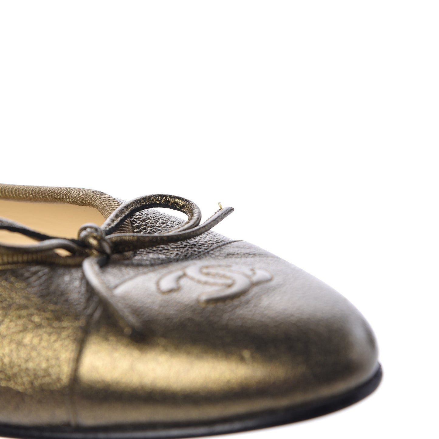 Metallic Calfskin Cap Toe CC Ballerina Flats 40 Gold