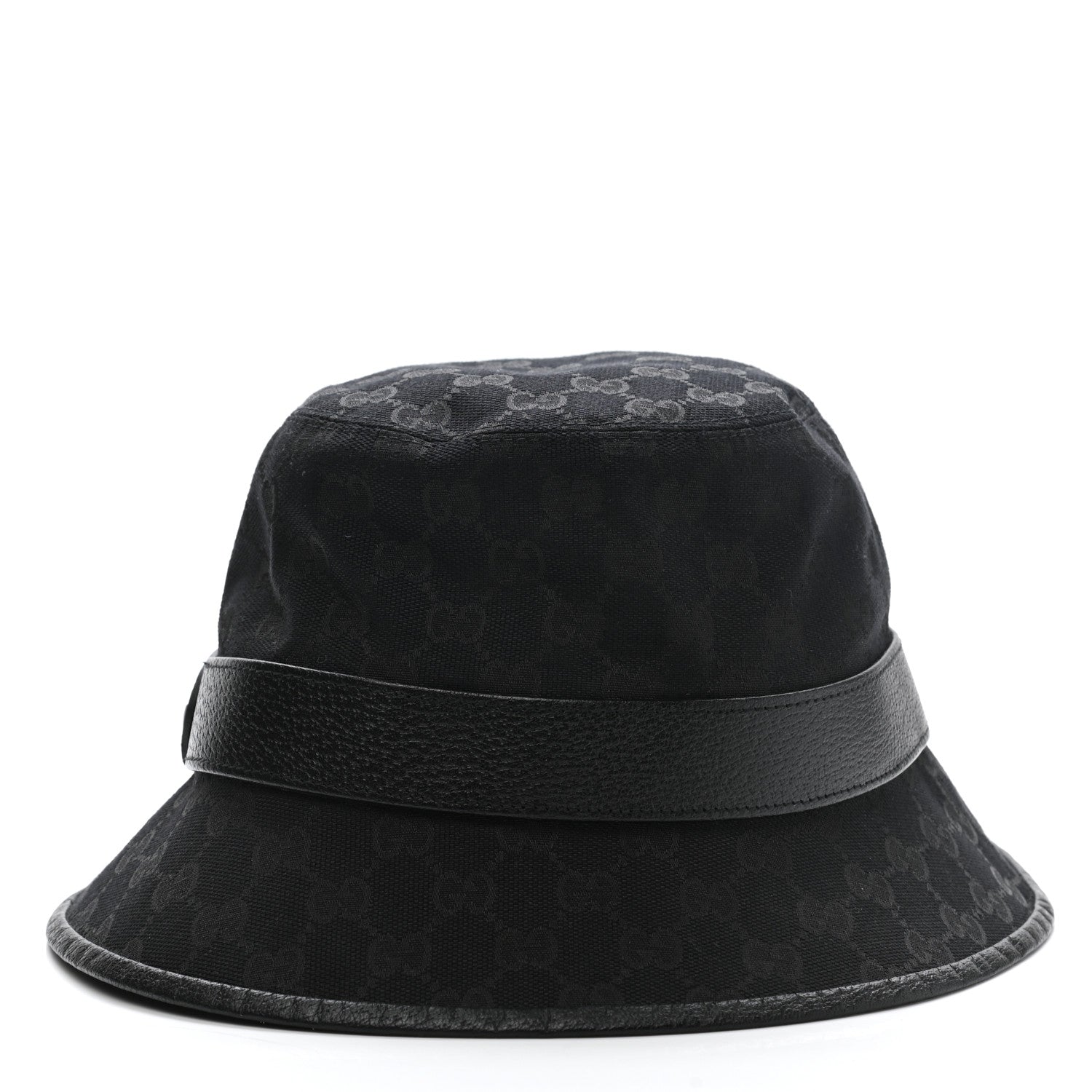 Gucci Monogram Textured Dollar Calfskin GG Jago Bucket Hat L Black 4 of 11