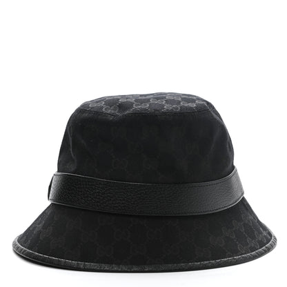 Gucci Monogram Textured Dollar Calfskin GG Jago Bucket Hat L Black 4 of 11