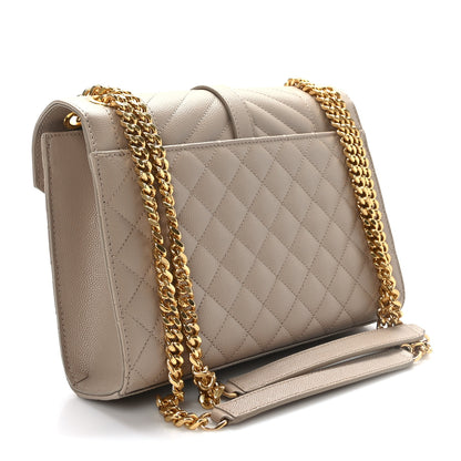 Saint Laurent Grain De Poudre Textured Mixed Matelasse Medium Triquilt Monogram Satchel Greyish Brown 3 of 9