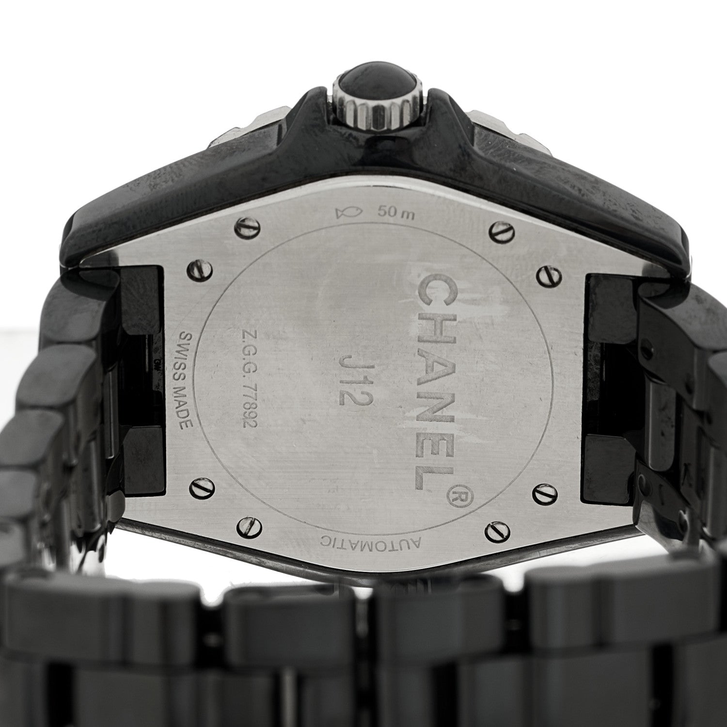 Chanel Stainless Steel Ceramic Diamond Bezel 38mm J12 Automatic Watch Black 4 of 5