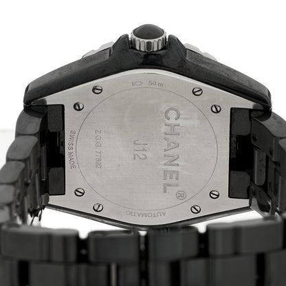 Chanel Stainless Steel Ceramic Diamond Bezel 38mm J12 Automatic Watch Black 4 of 5