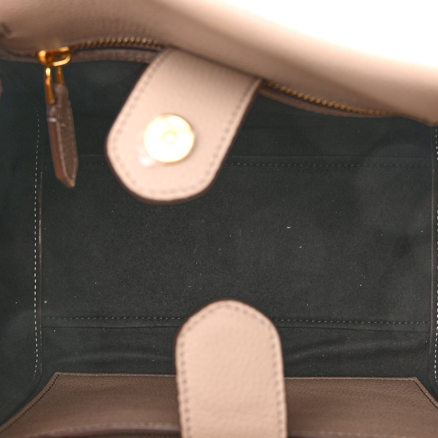 Grained Calfskin Small Padlock Top Handle Beige