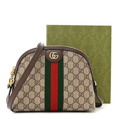 Gucci GG Supreme Monogram Textured Dollar Calfskin Web Small Ophidia Dome Shoulder Bag Beige Ebony New Acero 13 of 13