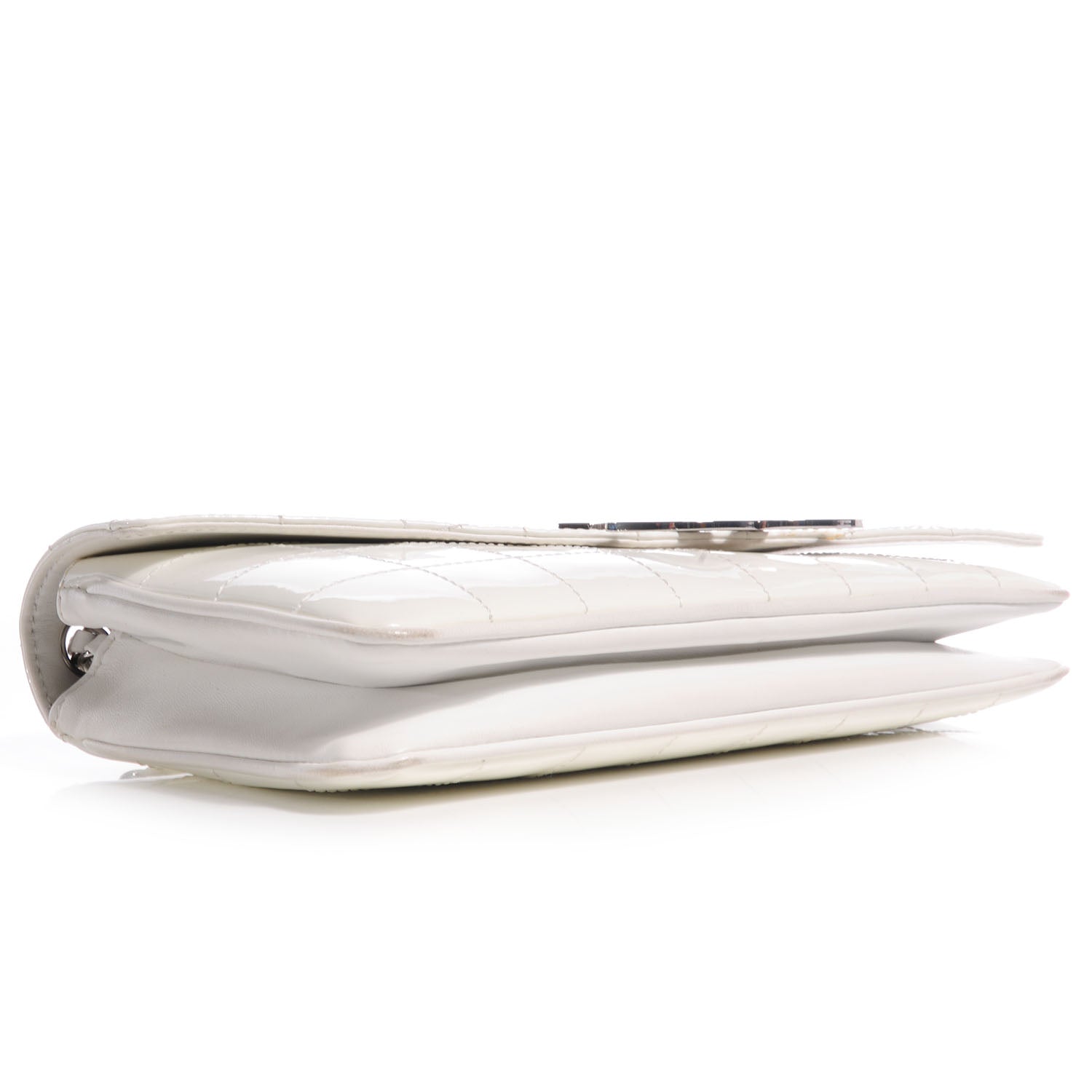 Chanel Patent Square Stitched CC Flap Clutch White 4 of 8