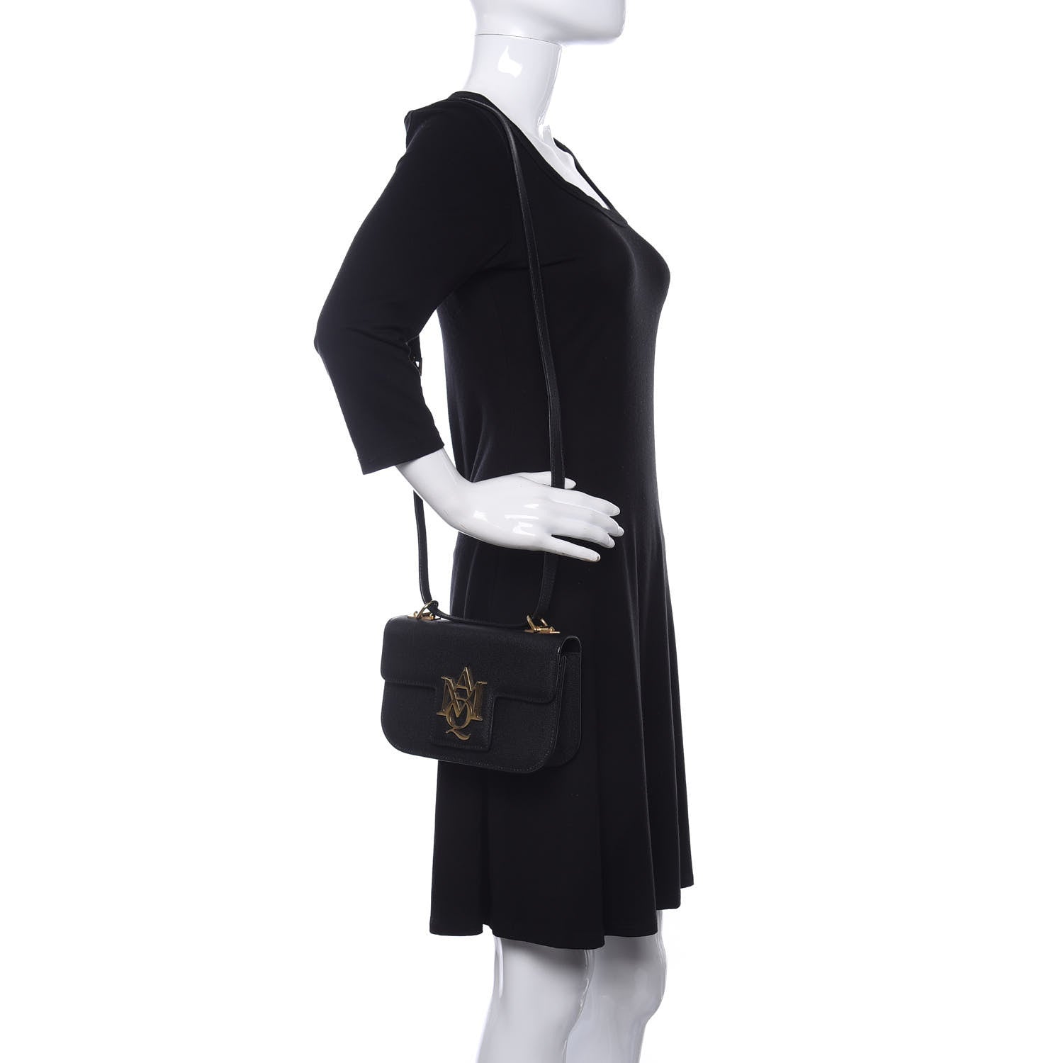 Alexander McQueen Grained Calfskin Small Insignia Flap Black 2 of 10