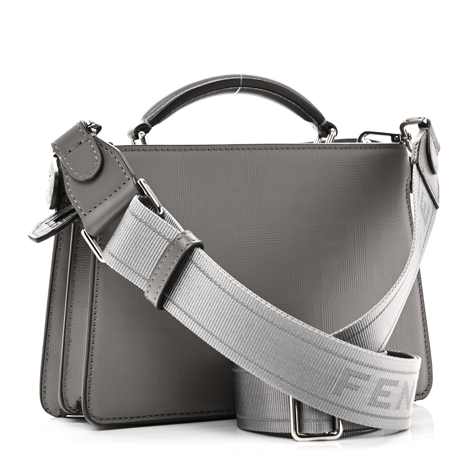 Fendi Calfskin Striped Texture FF Peekaboo I See U X Cross Satchel