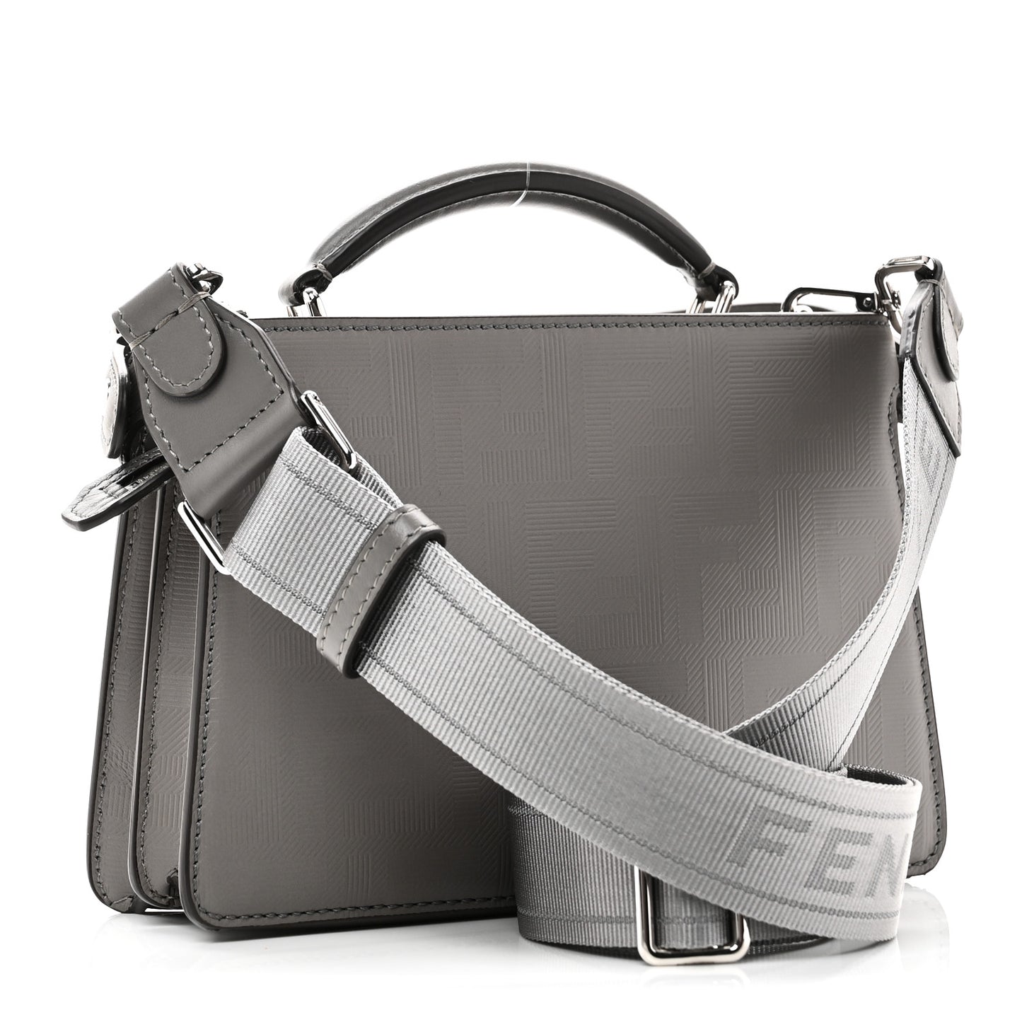 Calfskin Striped Texture FF Peekaboo I See U X Cross Satchel Moon Argilla