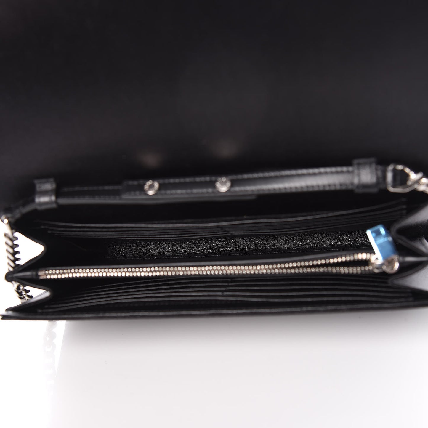 Sequin Flip Monogram Chain Wallet Black
