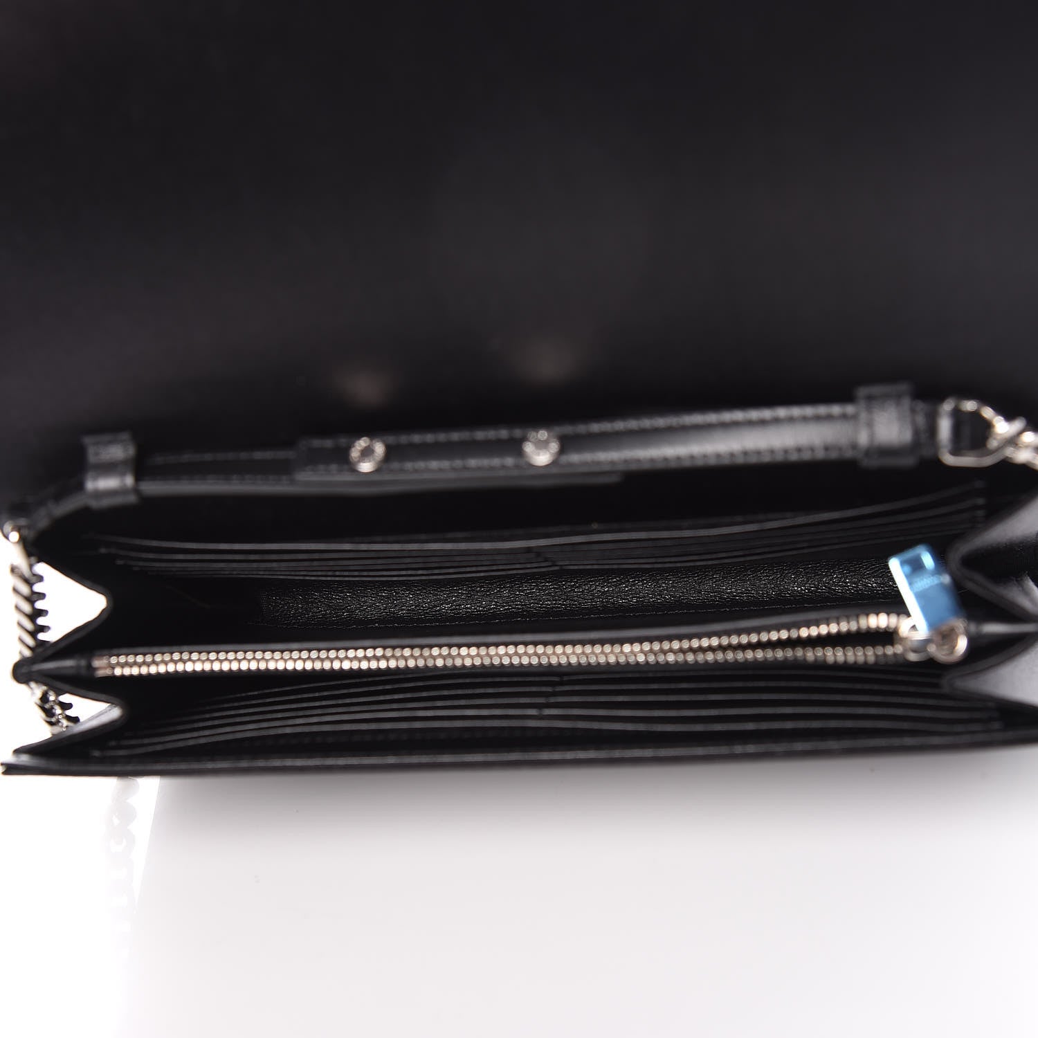 Saint Laurent Sequin Flip Monogram Chain Wallet Black 5 of 11
