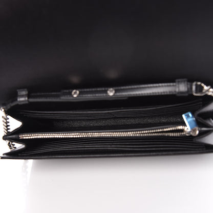 Saint Laurent Sequin Flip Monogram Chain Wallet Black 5 of 11