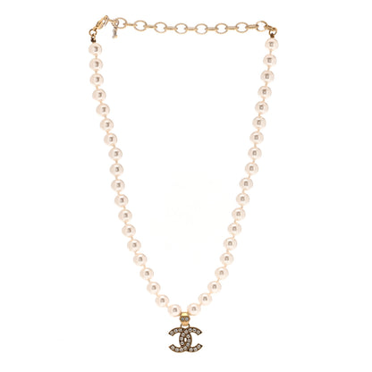 Chanel Pearl Crystal CC Short Necklace Gold 3 of 5