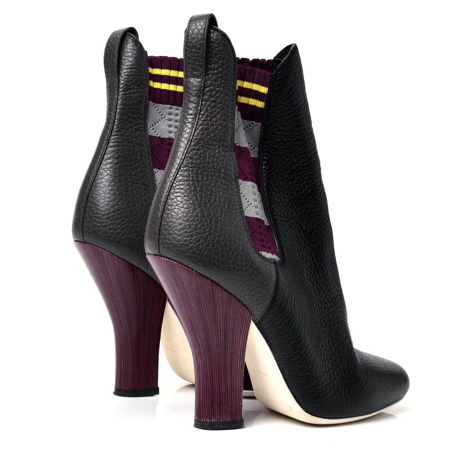 Fendi Calfskin Stretch Fabric Marie Antoinette Sock Booties 38.5 Black 3 of 9