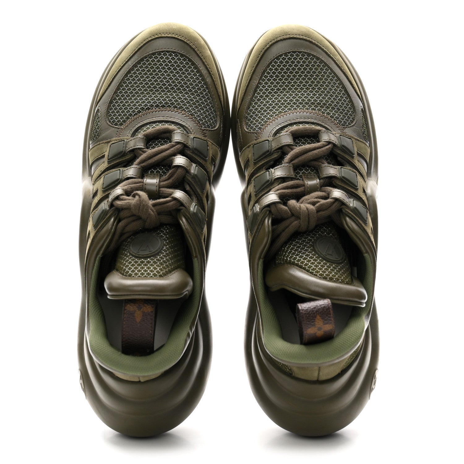 Louis Vuitton Calfskin Technical Nylon LV Archlight Sneakers 38 Green 2 of 9