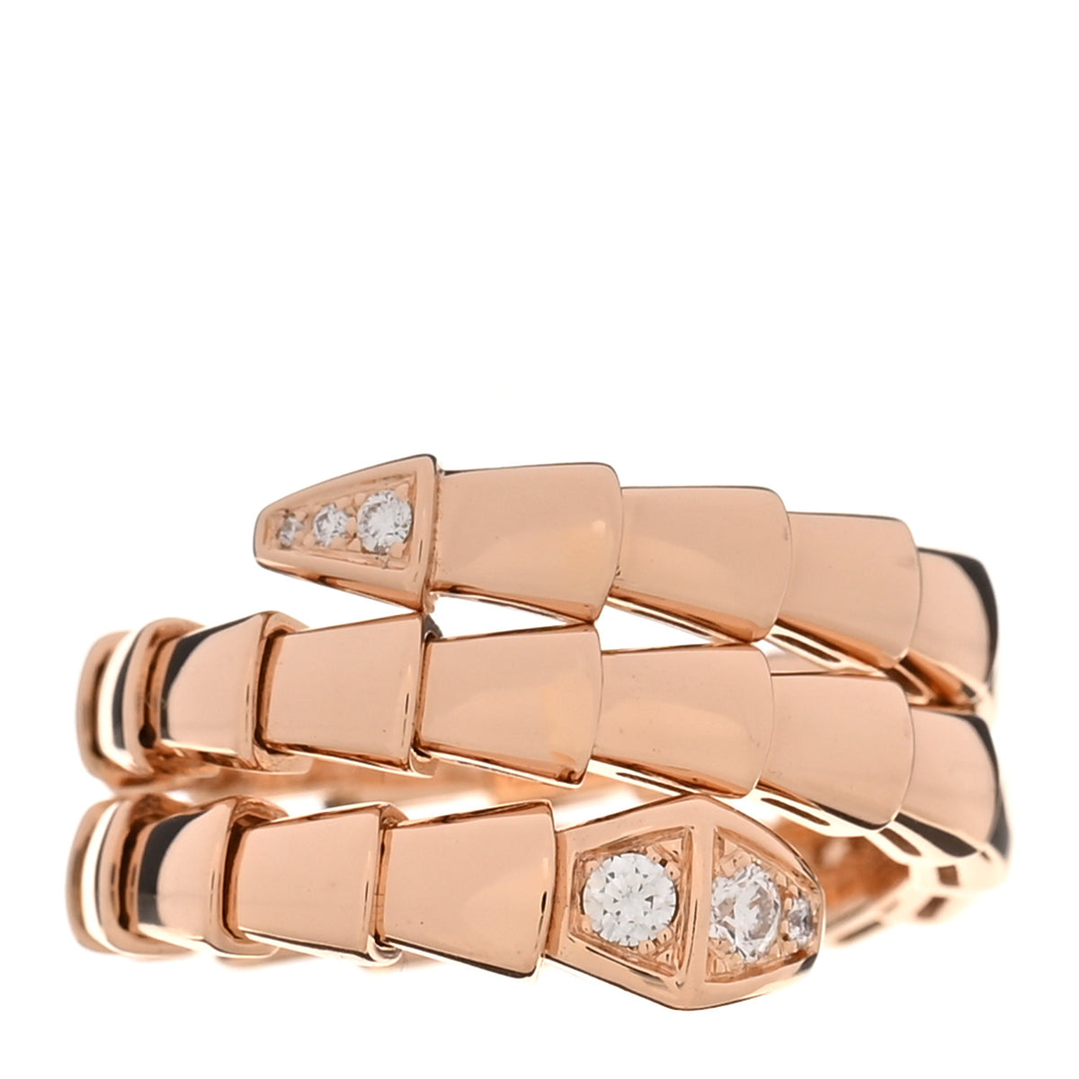 Bulgari 18K Rose Gold Diamond Serpenti Viper Wrap Ring M 1 of 5