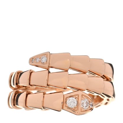 Bulgari 18K Rose Gold Diamond Serpenti Viper Wrap Ring M 1 of 5