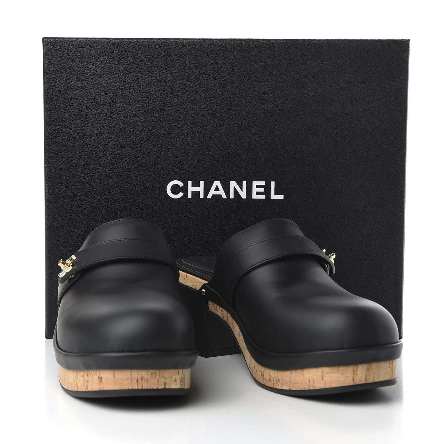 Calfskin CC Turn Lock Clogs 41 Black