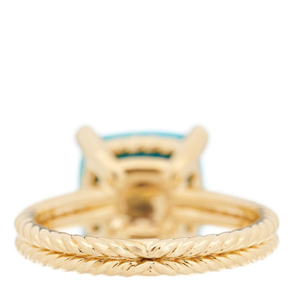 David Yurman 18K Yellow Gold Diamond Turquoise 11mm Chatelaine Ring 54 7 3 of 4