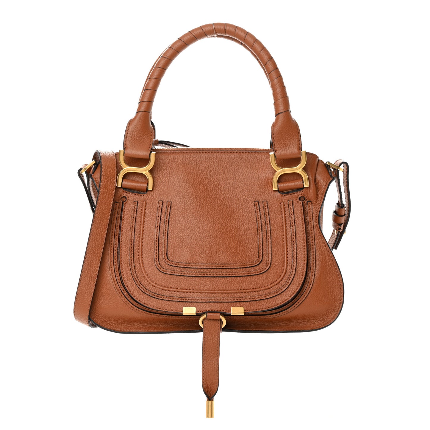 Calfskin Small Marcie Satchel Tan