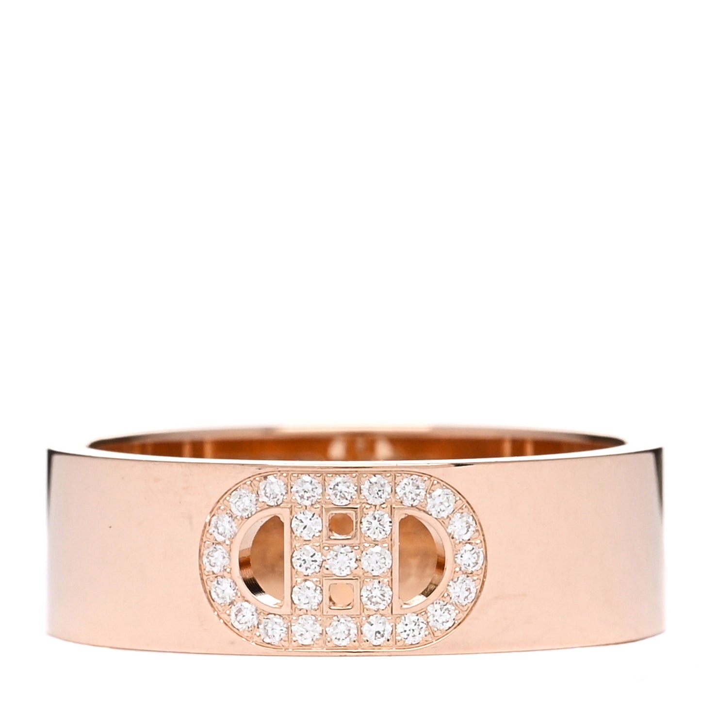 18K Rose Gold Diamond PM H D'Ancre Ring 49 5