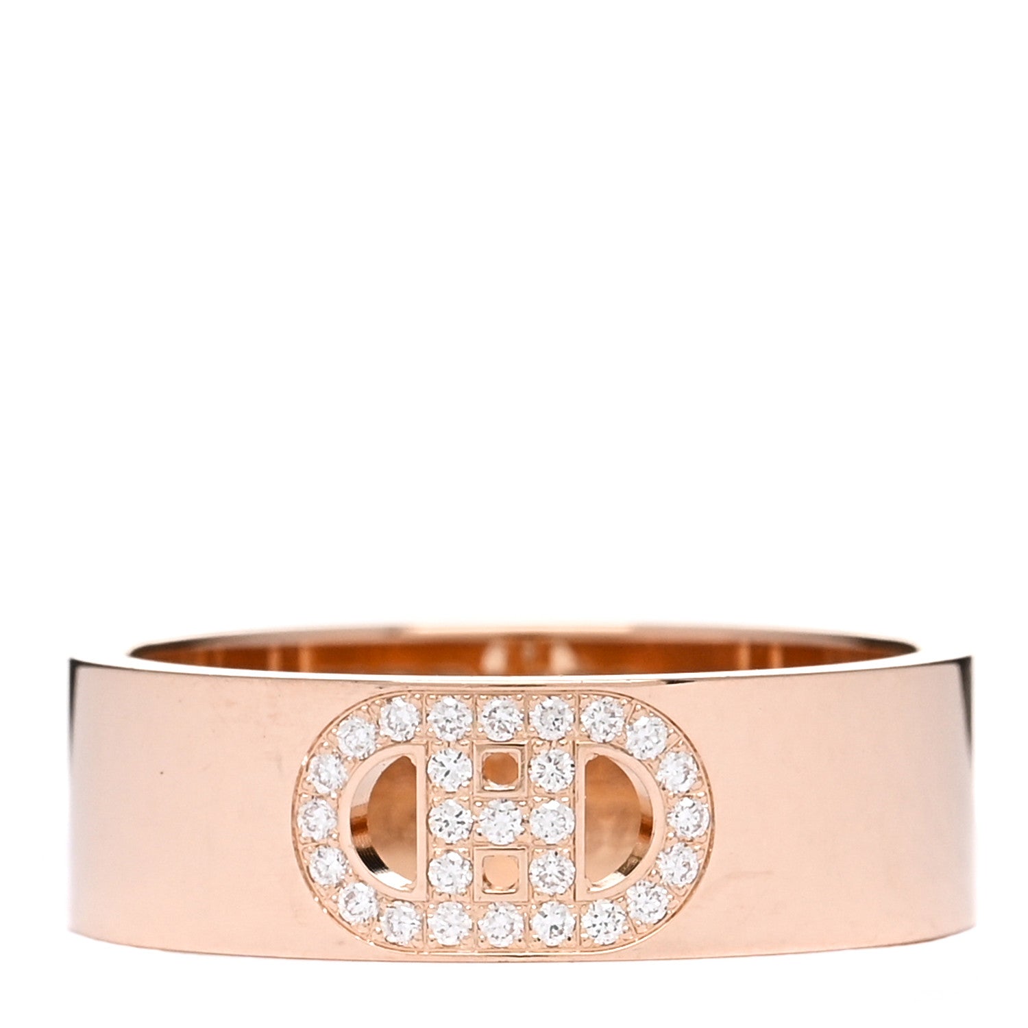 Hermes 18K Rose Gold Diamond PM H D'Ancre Ring 49 5 1 of 4