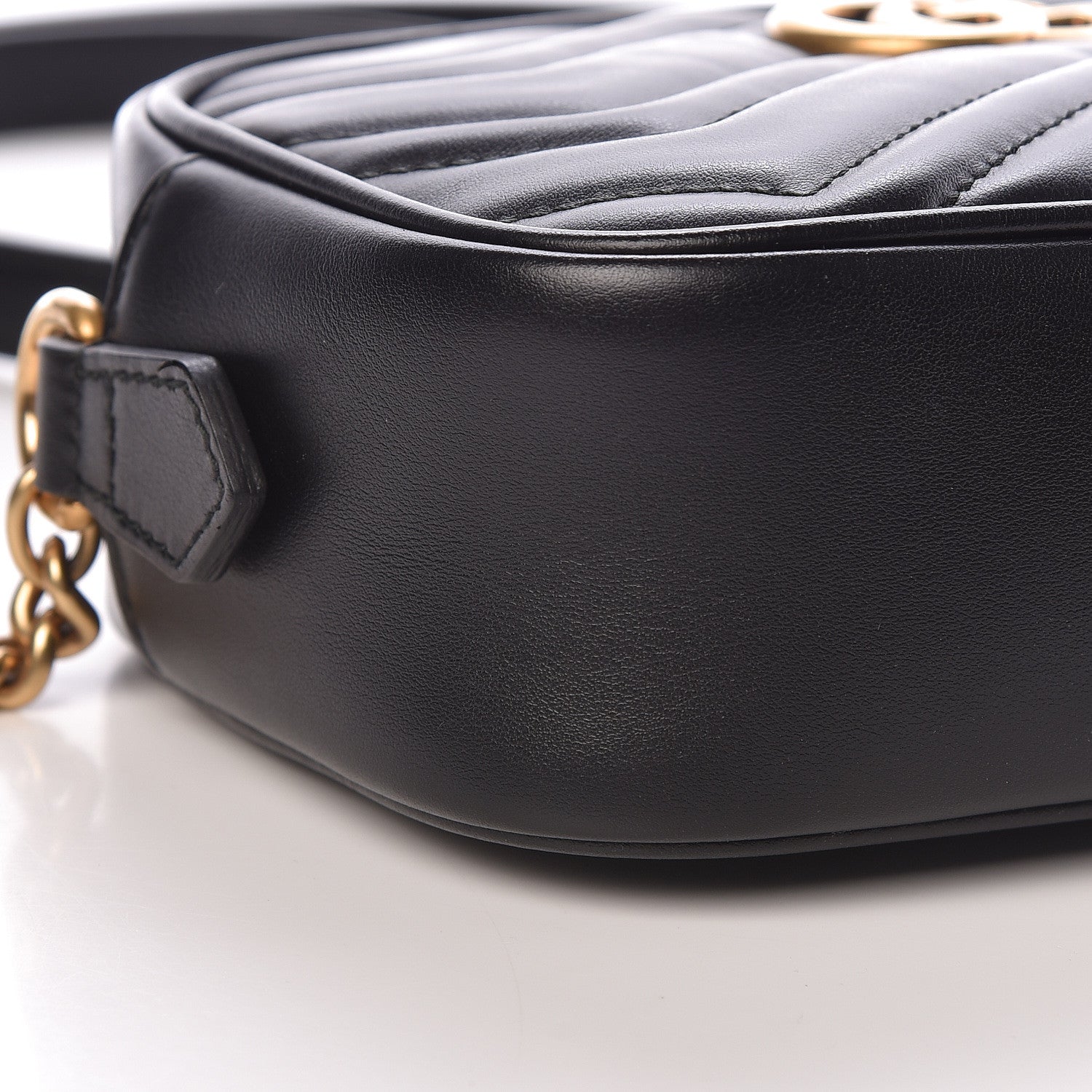 Gucci Calfskin Matelasse Mini GG Marmont Chain Shoulder Bag Black 9 of 10