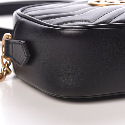 Gucci Calfskin Matelasse Mini GG Marmont Chain Shoulder Bag Black 9 of 10