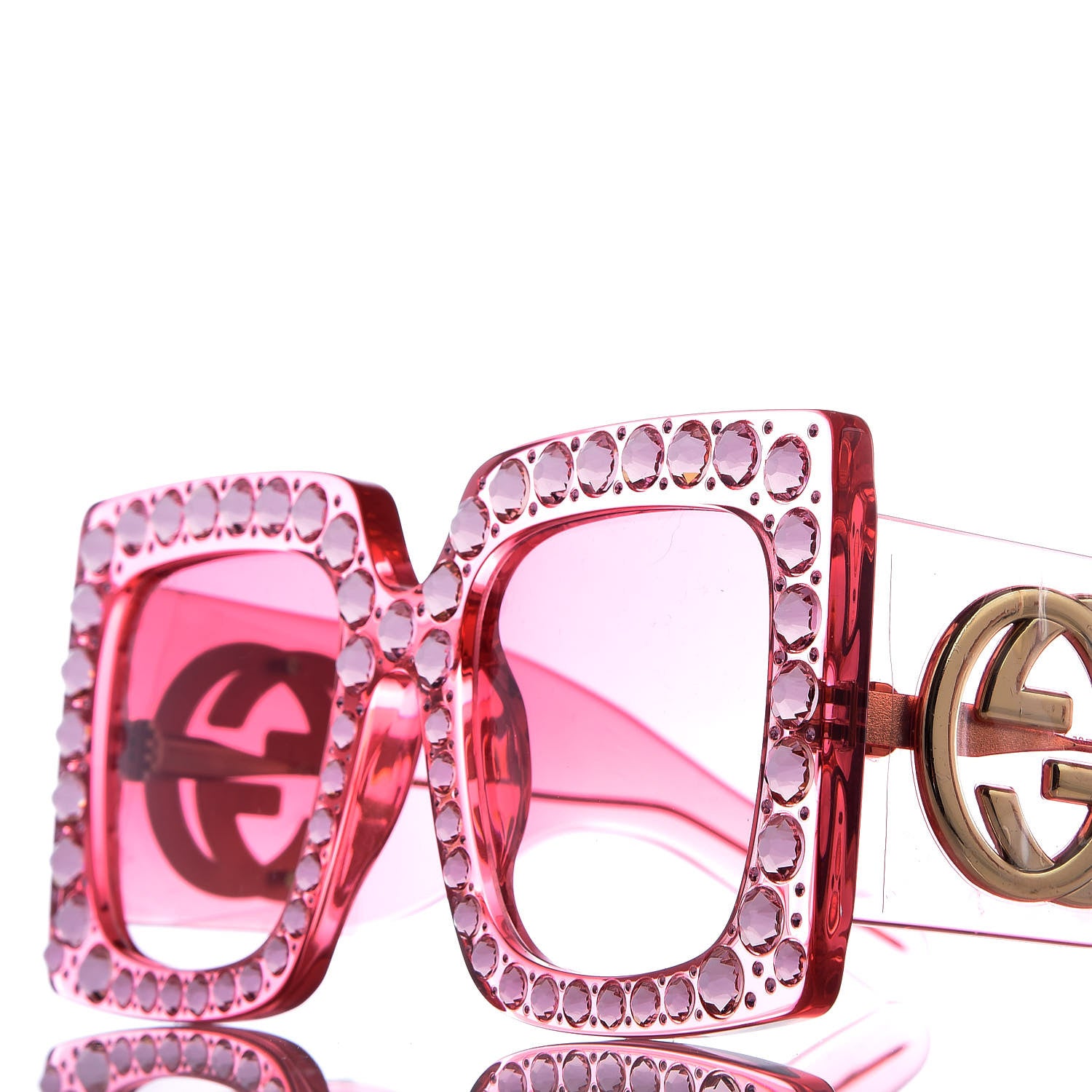 Gucci Acetate Crystal Oversize Sunglasses GG0145S Pink 7 of 7