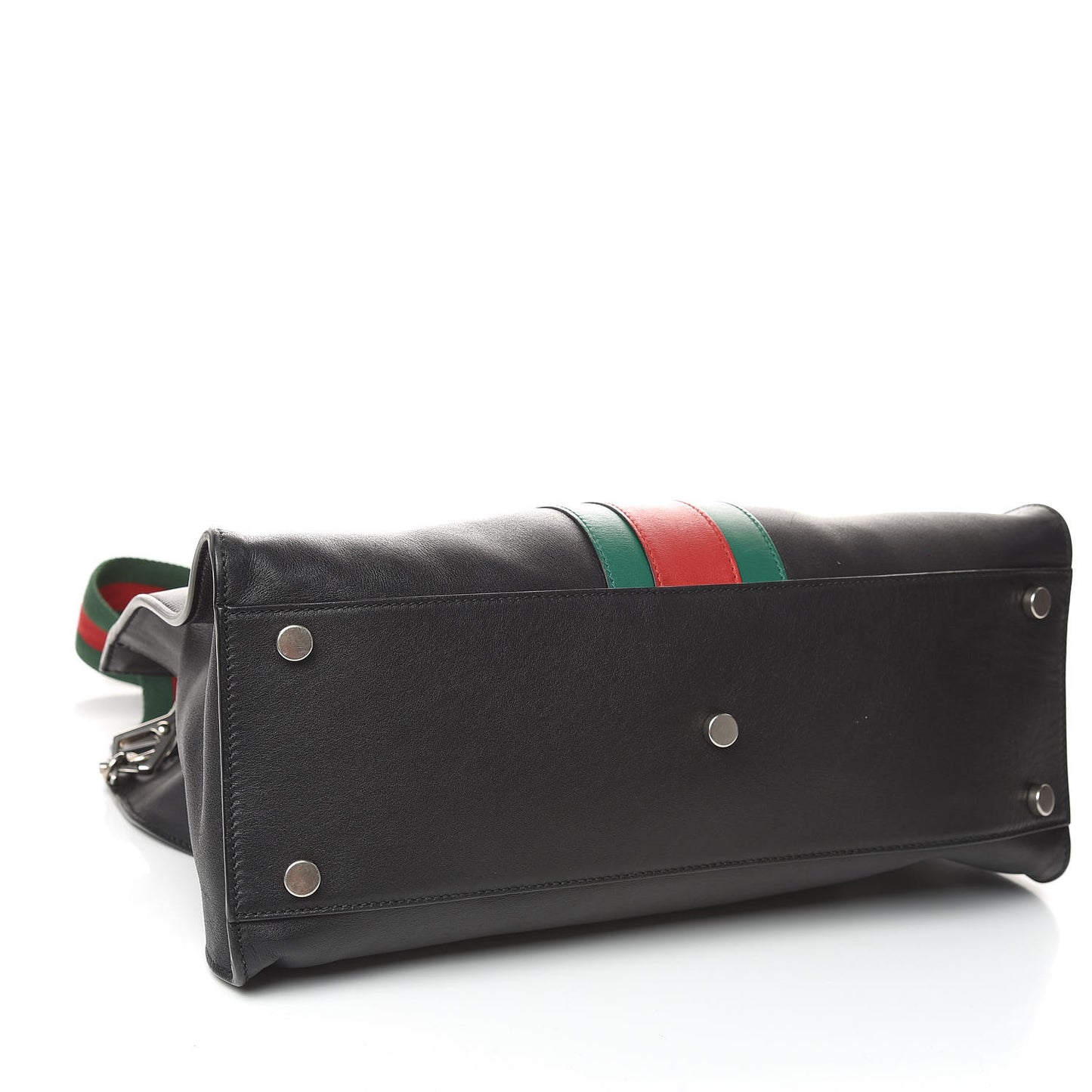 Calfskin Web Stripe Large Dionysus Tote Bag Black