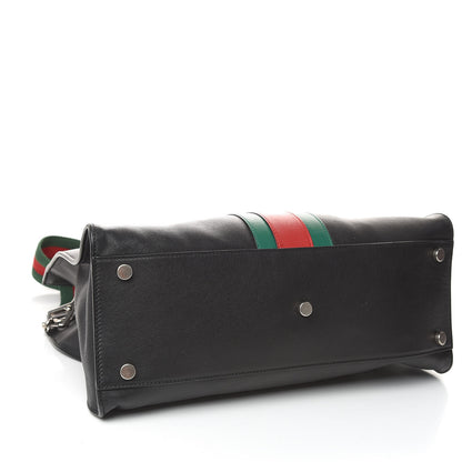 Gucci Calfskin Web Stripe Large Dionysus Tote Bag Black 4 of 12