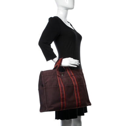 Hermes Canvas Fourre Tout MM Burgundy 2 of 20