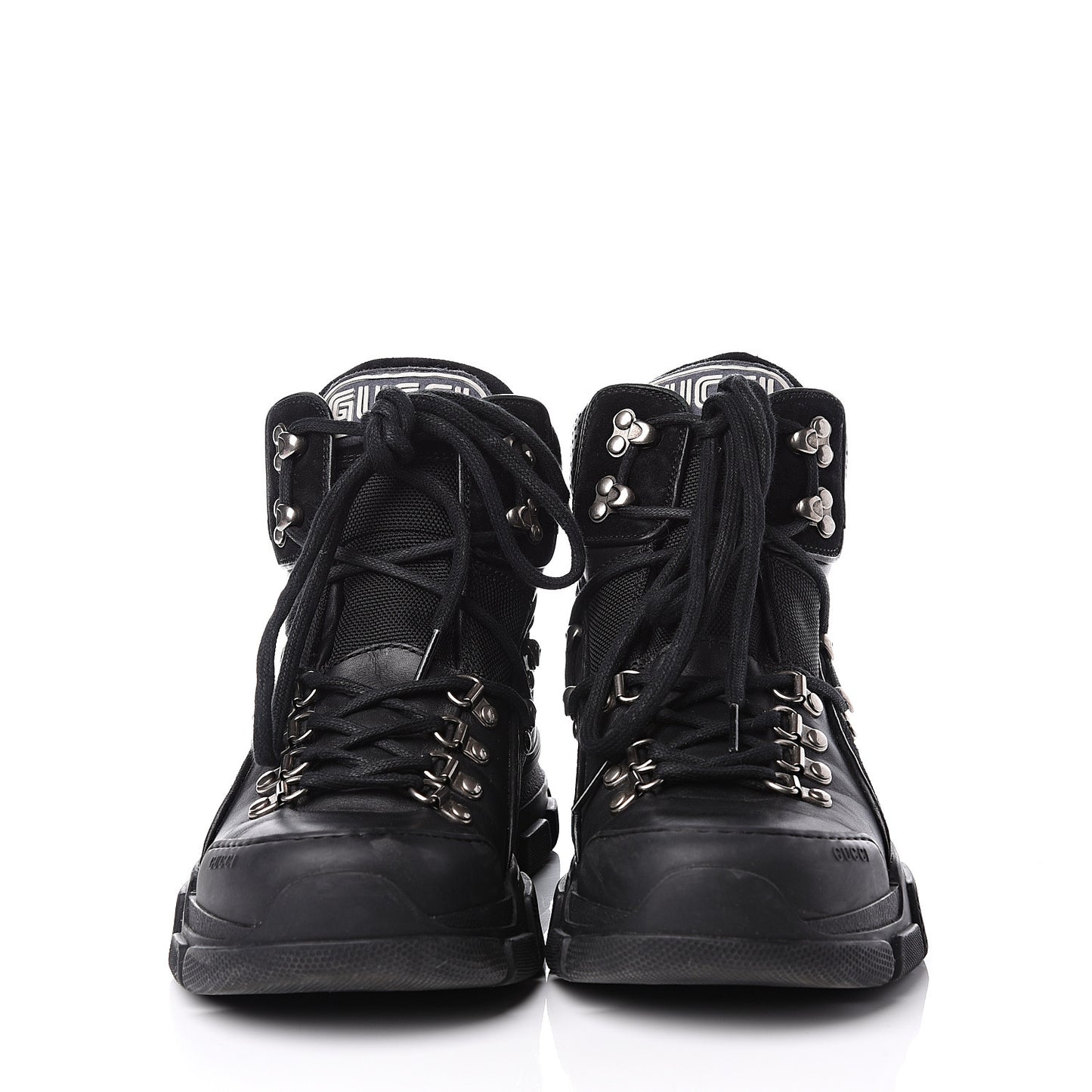 X SEGA Calfskin Suede Technical Canvas Womens Flashtrek High-Top Sneakers 40.5 Black