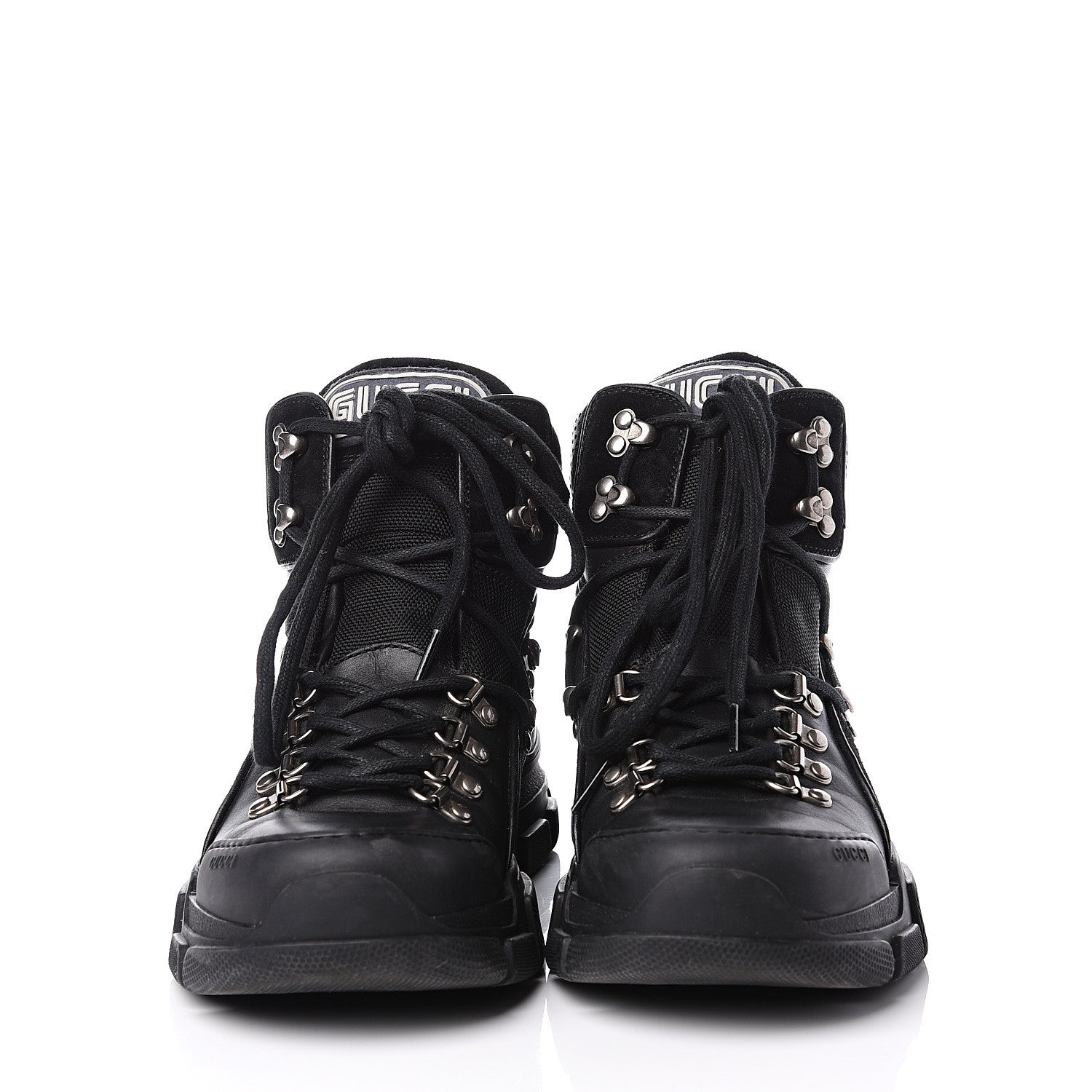 Gucci X SEGA Calfskin Suede Technical Canvas Womens Flashtrek High-Top Sneakers 40.5 Black 3 of 10