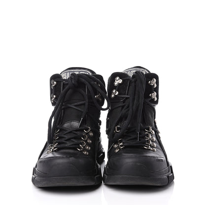 Gucci X SEGA Calfskin Suede Technical Canvas Womens Flashtrek High-Top Sneakers 40.5 Black 3 of 10