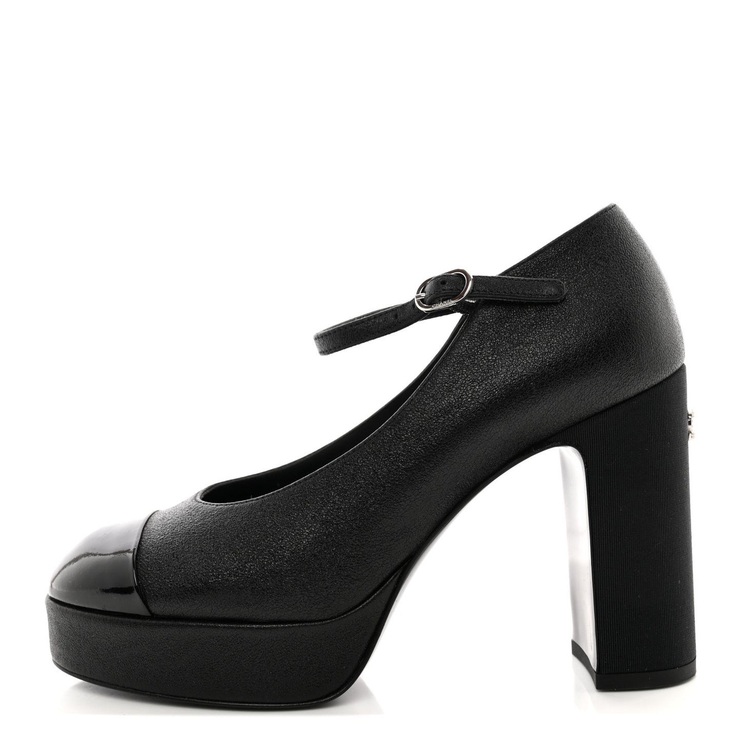 Lambskin Patent Cap Toe Mary Jane Platform Pumps 35 Black