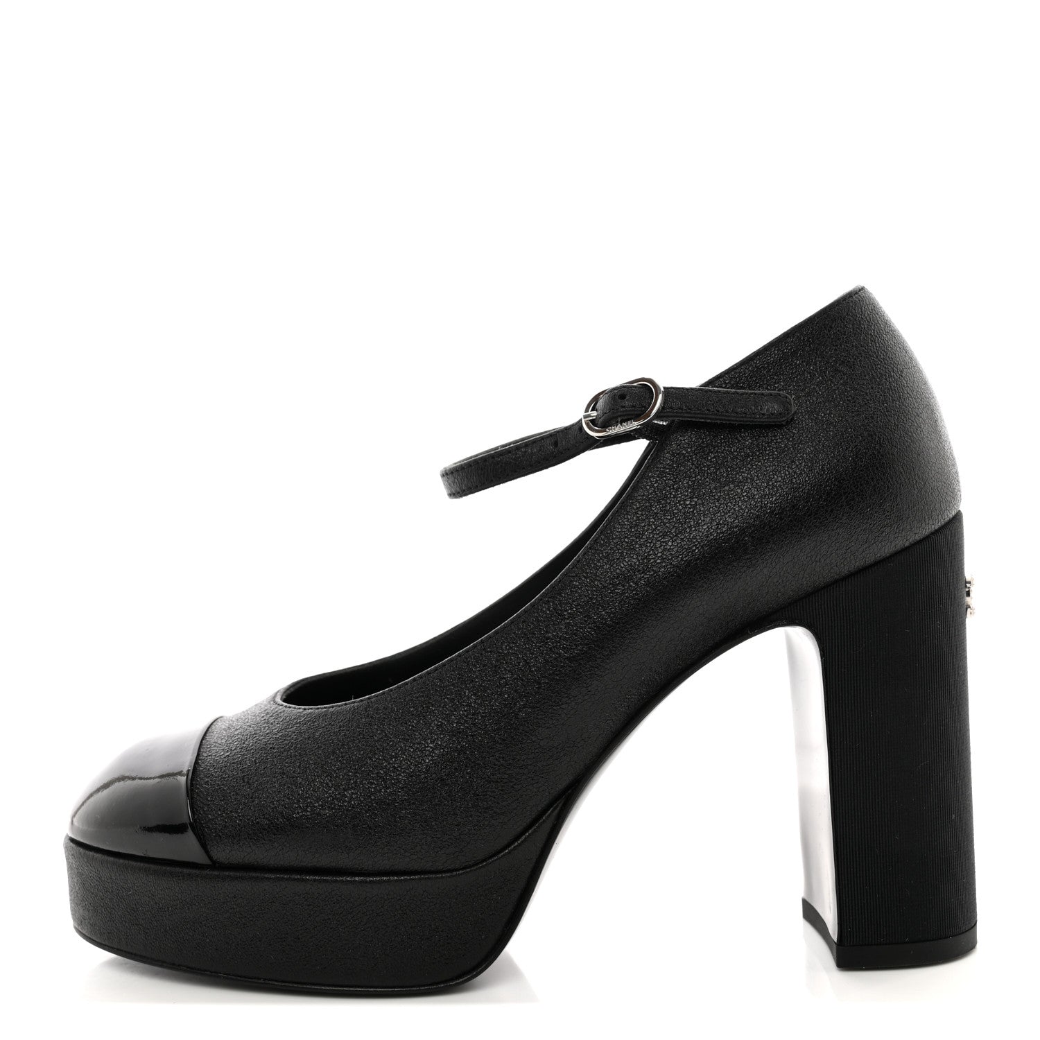 Chanel Lambskin Patent Cap Toe Mary Jane Platform Pumps 35 Black 1 of 10