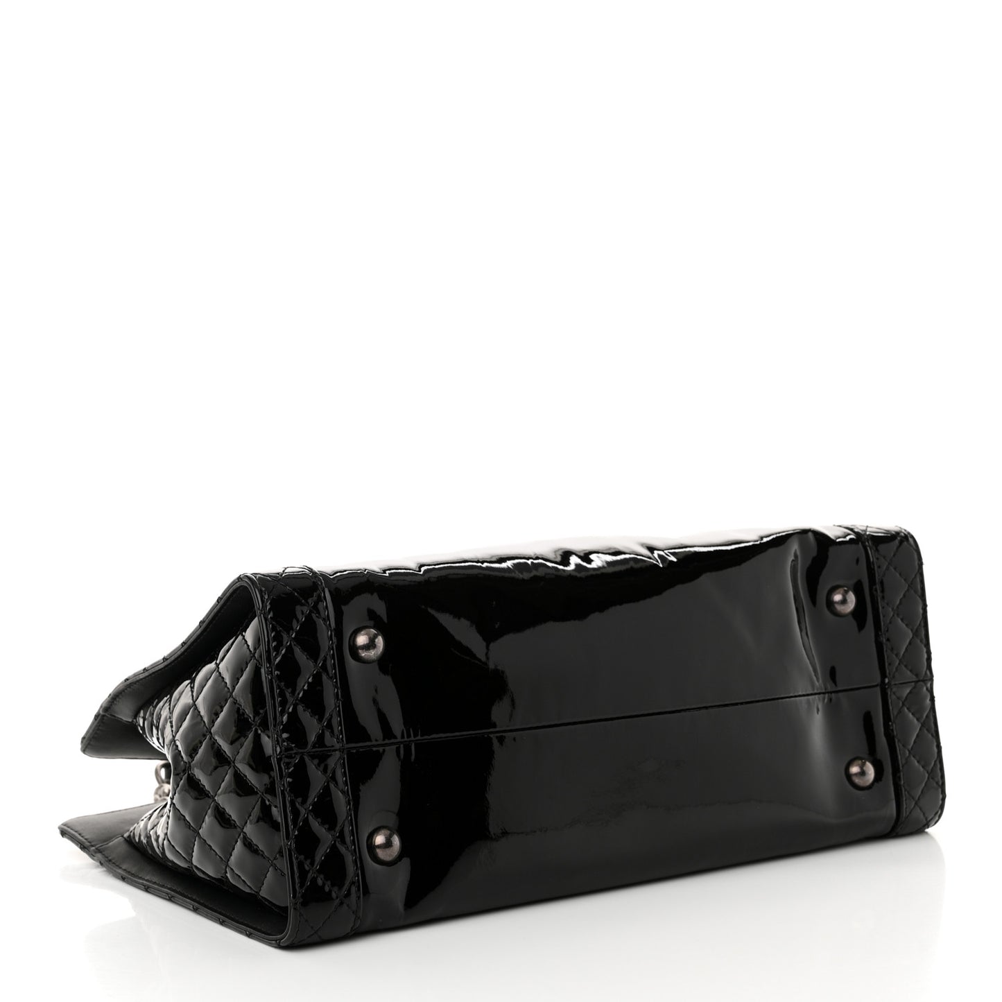 Patent Quilted Reverso Boy Tote Black