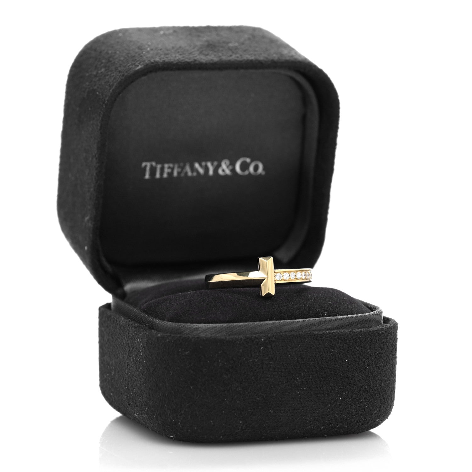 Tiffany 18K Yellow Gold Diamond T T1 Ring 51 5.75 5 of 5