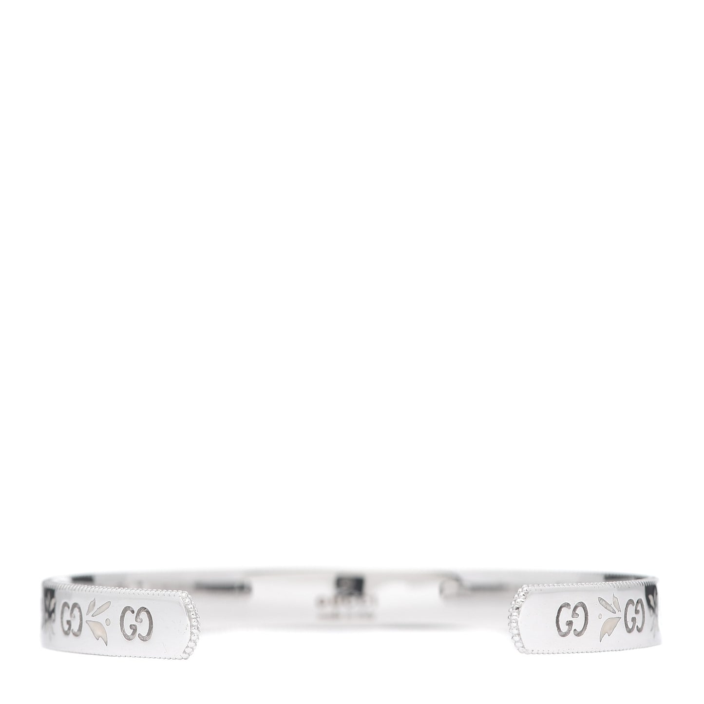 18K White Gold Enamel Icon Blooms Cuff Bracelet