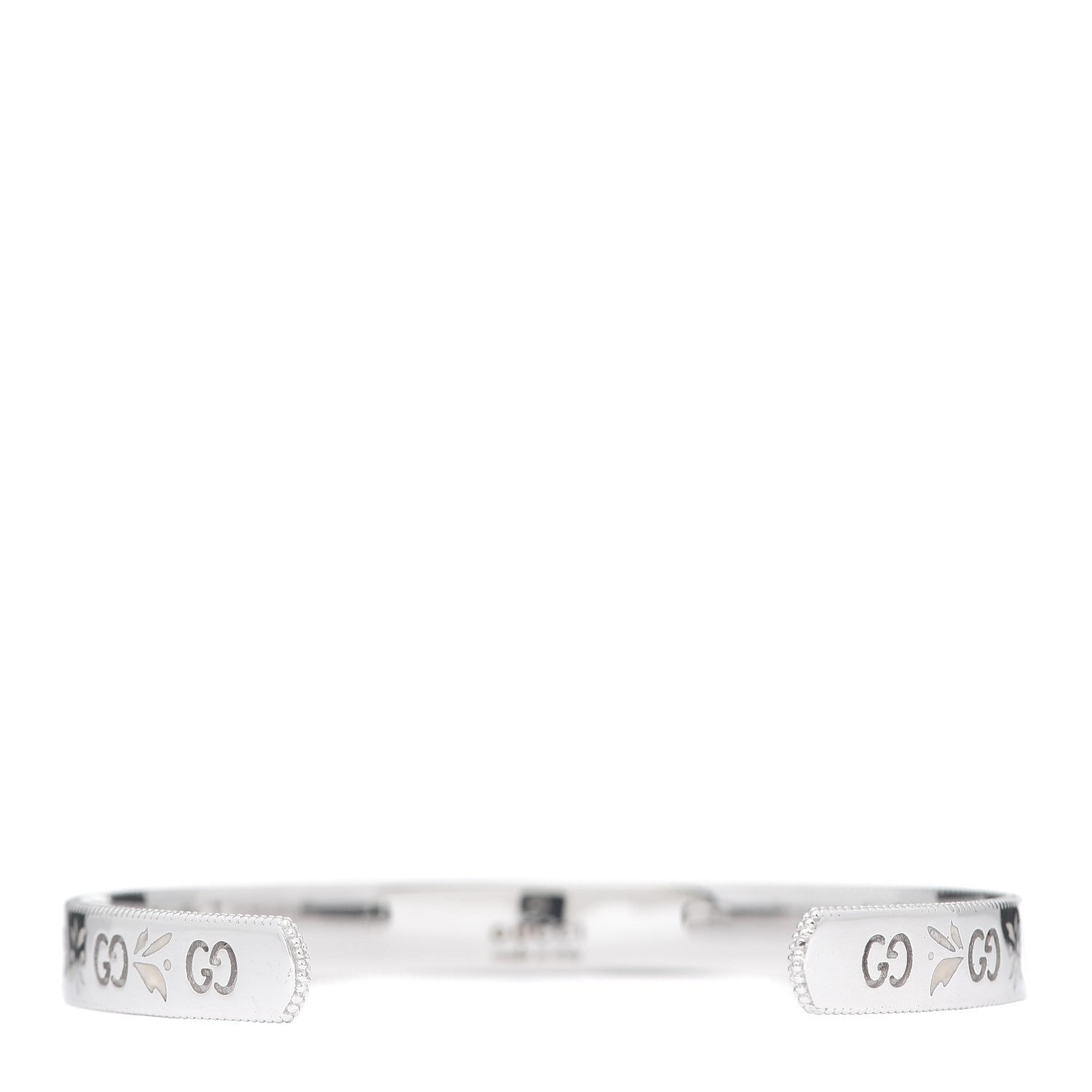 Gucci 18K White Gold Enamel Icon Blooms Cuff Bracelet 3 of 7